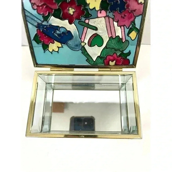 VTG Bird Birdhouse Stained Glass Trinket Box Joan Baker Designs 1994 - Picture 13 of 16
